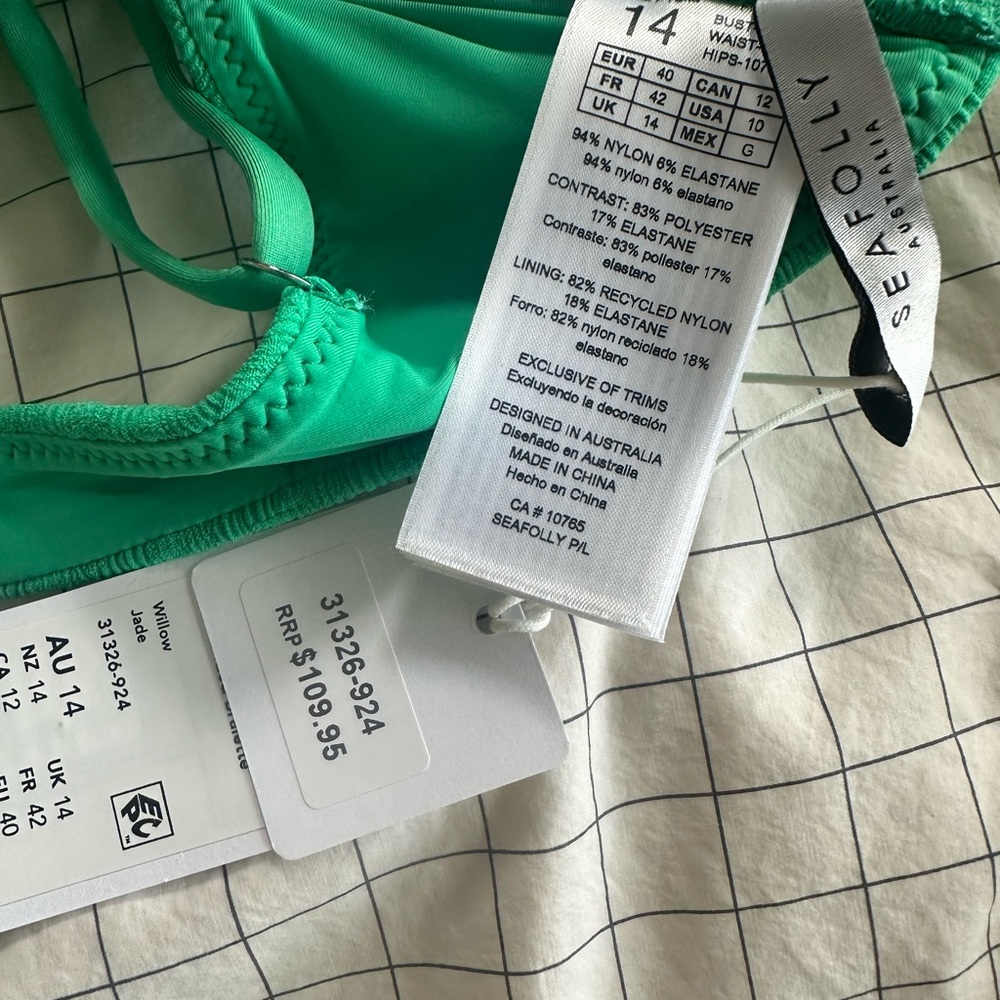 Seafolly Banded Bralette Willow Bikini Top in Jade - Picture 4 of 8